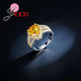 925 Silver Heart Love Ring CZ Wedding Engagement