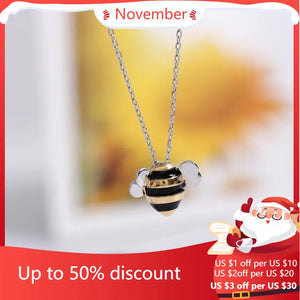 925 Silver Bee Creative Pendant Necklace for Women