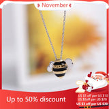 925 Silver Bee Creative Pendant Necklace for Women