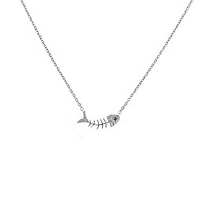 925 Silver fishbone Pendant Necklace for Women
