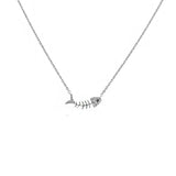 925 Silver fishbone Pendant Necklace for Women
