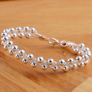 Vintage 925 Silver Bead Bracelet Chain Bangle Girls Gift
