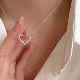 925 Silver Zircon Heart Necklace Women Accessories