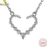 925 Silver Zircon Heart Necklace Women Accessories