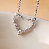 925 Silver Zircon Heart Necklace Women Accessories