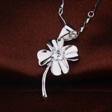 925 Silver Zirconia Clover Pendant Necklace Women Gift S-N130