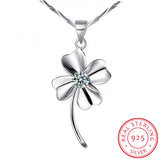 925 Silver Zirconia Clover Pendant Necklace Women Gift S-N130