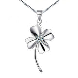 925 Silver Zirconia Clover Pendant Necklace Women Gift S-N130