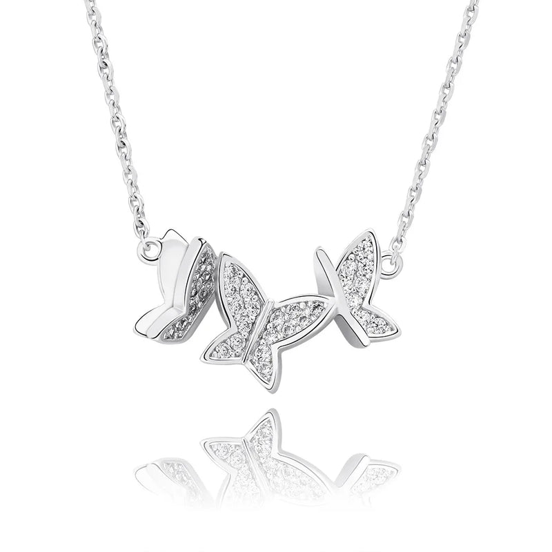 925 Silver Zirconia Flower Pendant Necklace Women Gift