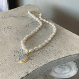925 Silver Freshwater Pearl Chalcedony Choker Necklace