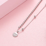 925 Silver Lucky Letter Pendant Choker Necklace for Women