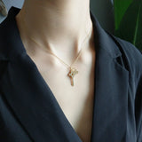 925 Silver Key Lock Zircon Pendant Necklace For Women