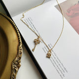 925 Silver Key Lock Zircon Pendant Necklace For Women