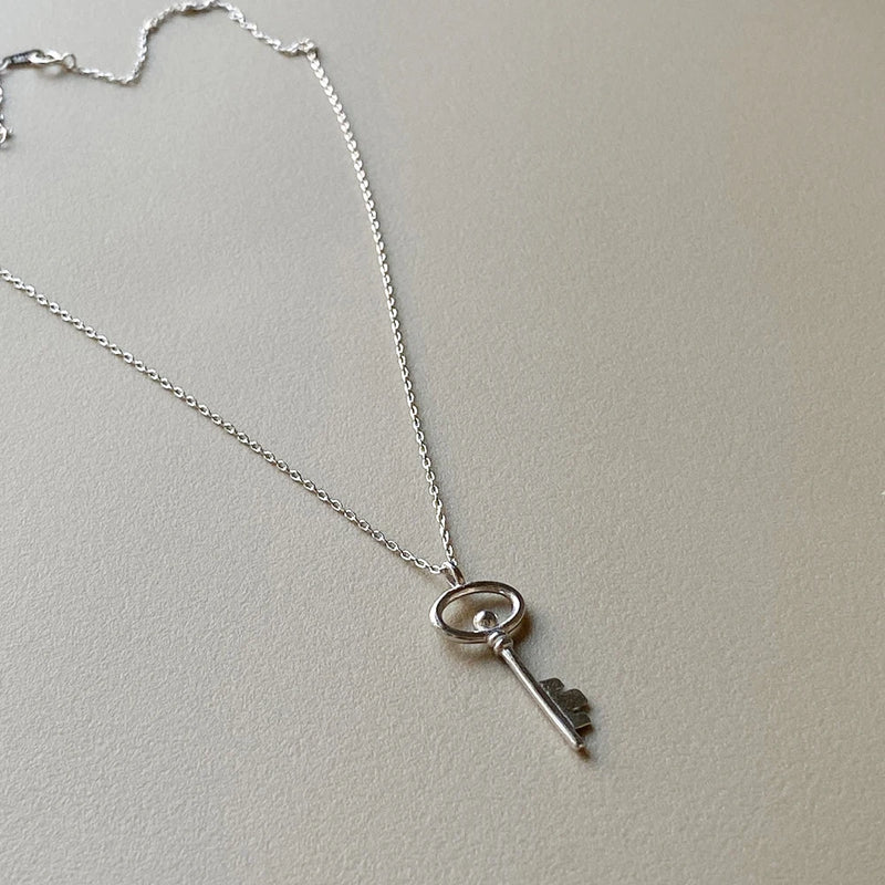 925 Silver Key Necklace for Women Jewelry