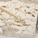 925 Silver Key Necklace with Zircon Clavicle Chains