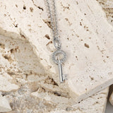 925 Silver Key Necklace with Zircon Clavicle Chains