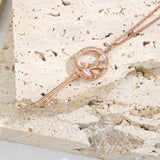 925 Silver Key Necklace with Zircon Pendant High Quality