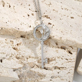 925 Silver Key Necklace with Zircon Pendant High Quality