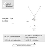 925 Silver Key Pendant Necklace CZ Wedding Jewelry Love Gift