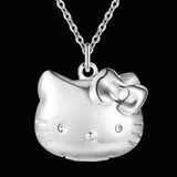 925 Silver Cat Style Pendant Choker Necklace for Women Girls