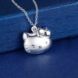 925 Silver Cat Style Pendant Choker Necklace for Women Girls