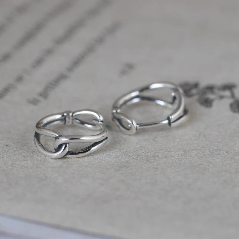 925 Silver Knot Stud Earrings Women Punk Vintage Party Wedding Jewelry