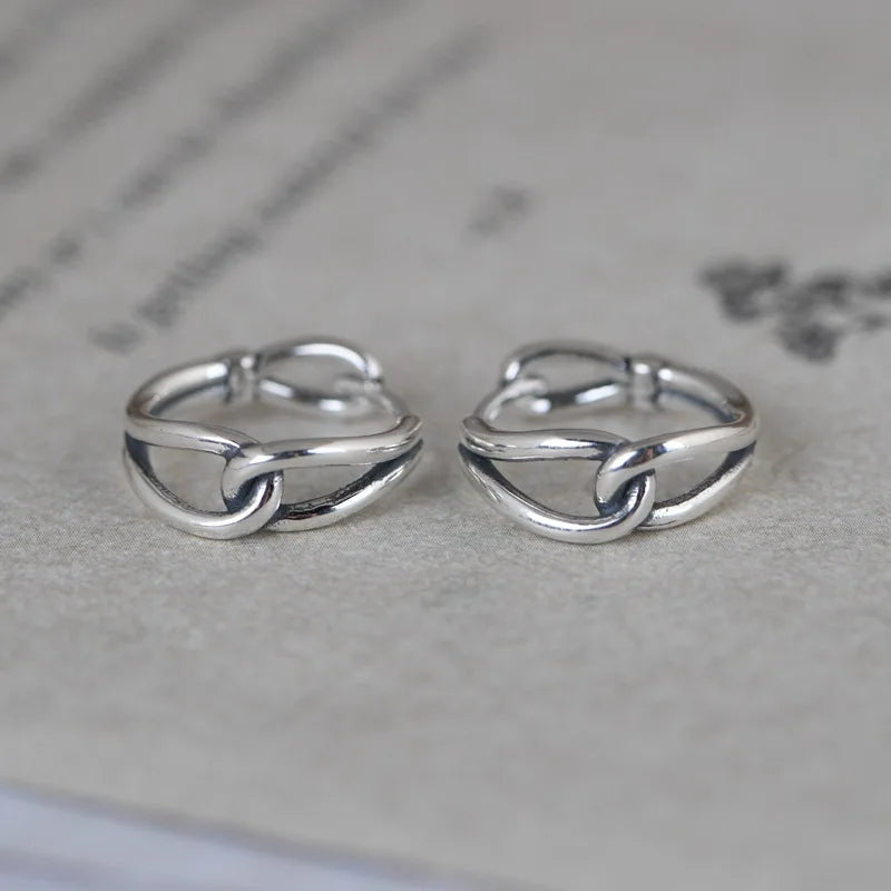 925 Silver Knot Stud Earrings Women Punk Vintage Party Wedding Jewelry