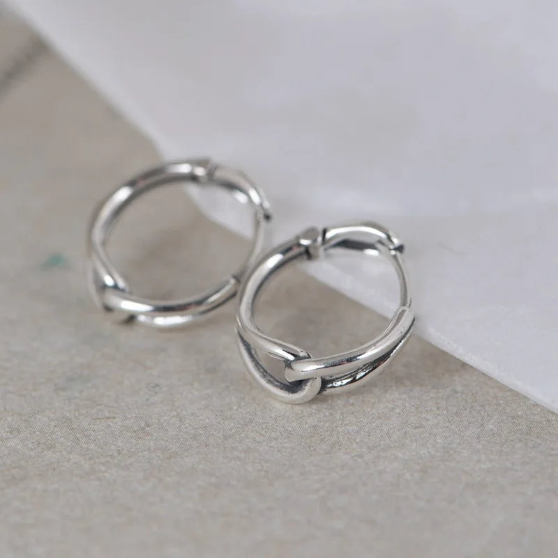 925 Silver Knot Stud Earrings Women Punk Vintage Party Wedding Jewelry