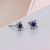 925 Sterling Silver Beaded Daisy Flower Hoop Earring for Women
