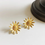 925 Silver Sunflower Earrings for Women Wedding Jewelry
