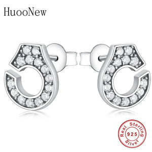 925 Silver Korea Handcuffs Zirconia Stud Earring For Femme