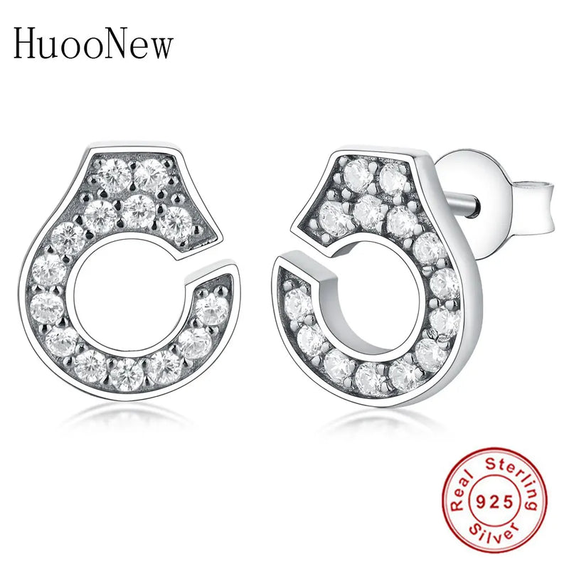 925 Silver Korea Handcuffs Zirconia Stud Earring For Femme