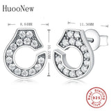 925 Silver Korea Handcuffs Zirconia Stud Earring For Femme