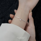 925 Silver Asymmetric Star Charm Bracelet Double Layer Bead Chain Jewelry