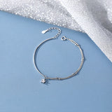 925 Silver Asymmetric Star Charm Bracelet Double Layer Bead Chain Jewelry