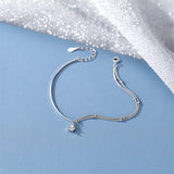 925 Silver Asymmetric Star Charm Bracelet Double Layer Bead Chain Jewelry