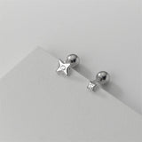 925 Silver Asymmetric Zircon Stars Stud Earrings