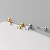 925 Silver Asymmetric Zircon Stars Stud Earrings