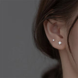 925 Silver Asymmetric Zircon Stars Stud Earrings