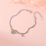 925 Sterling Silver Colorful Zircon Butterfly Bracelet for Women