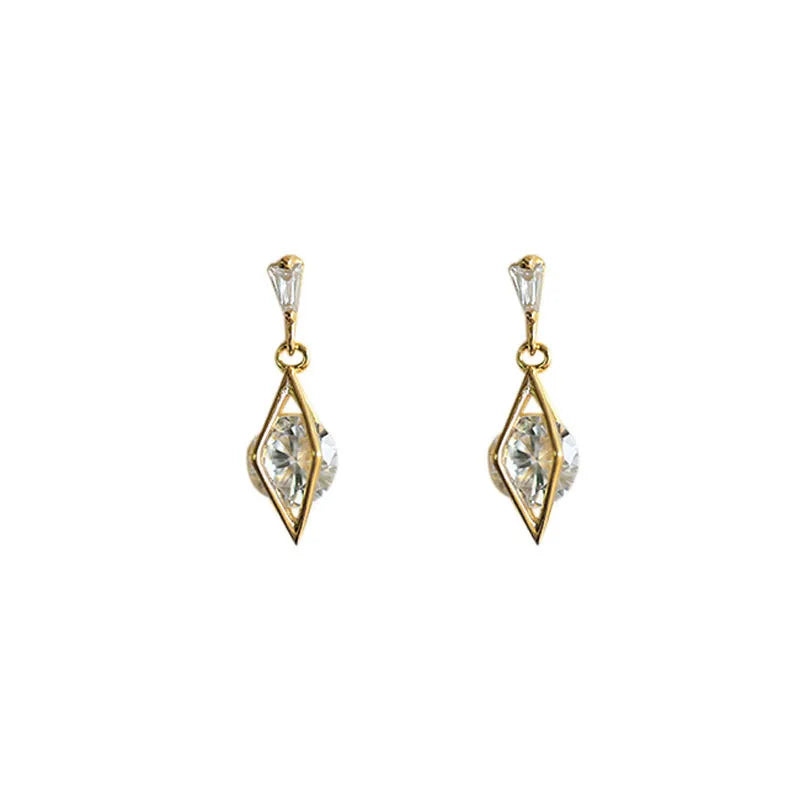 925 Silver Diamond Hollow Stud Earrings Crystal Tassels Light Sexy Party Jewelry