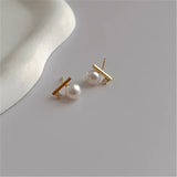 925 Silver Pearl Zircon Stud Earrings for Women Girl