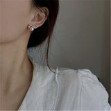 925 Silver Pearl Zircon Stud Earrings for Women Girl