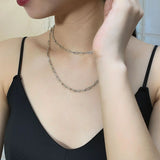925 Silver Retro Thai Silver Double Chain Necklace Couple Gift