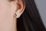 925 Silver Flower Crystal Zircon Stud Earrings Wedding Party Jewelry