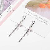 925 Silver Geometric Women Cross Retro Sexy Love Earrings Gift