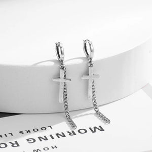 925 Silver Geometric Women Cross Retro Sexy Love Earrings Gift