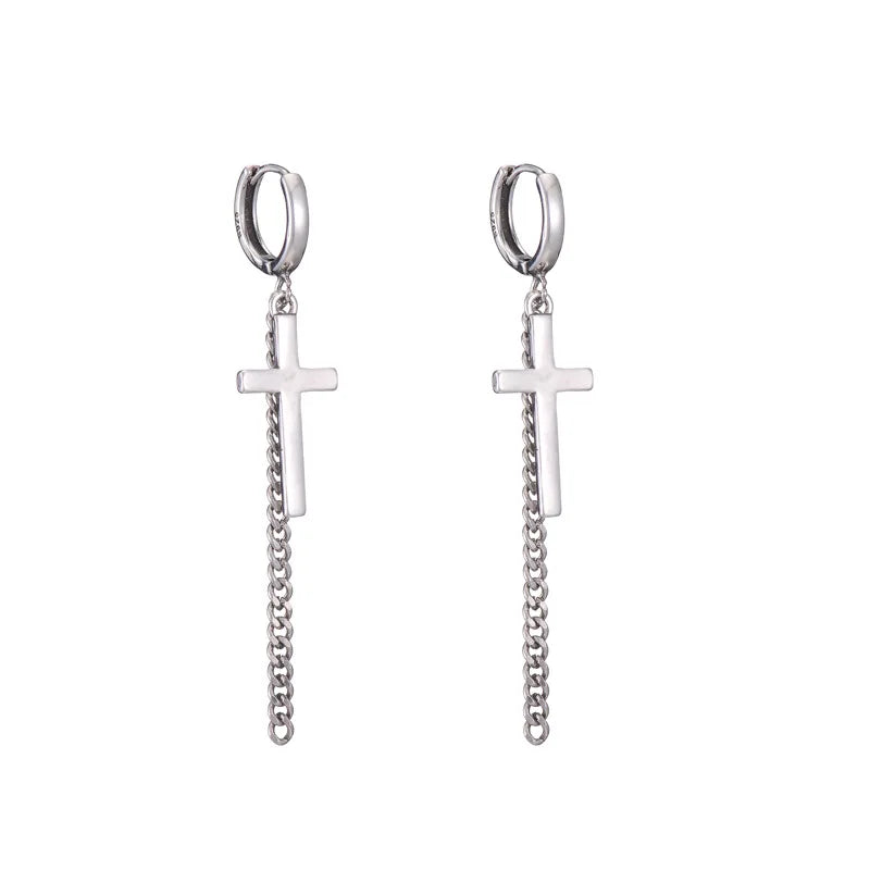 925 Silver Geometric Women Cross Retro Sexy Love Earrings Gift