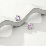 925 Silver Crystal Heart Stud Earrings Light Zircon Party Jewelry