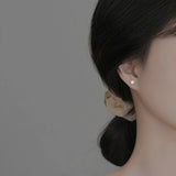 925 Silver Flower Stud Earrings with Zircon Crystal for Women